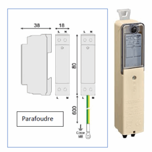 Coffret classe II + coupe-circuit + neutre 10x38 + parafoudre